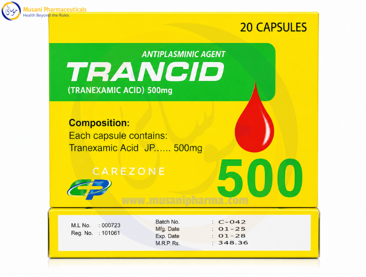 Trancid capsule 500mg (Tranexamic Acid) – 20 Capsules