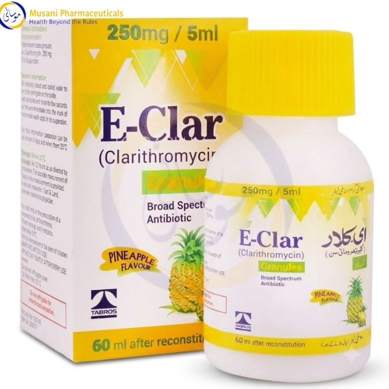 E-Clar 125mg Suspension 60ml (Clarithromycin) - Tabros