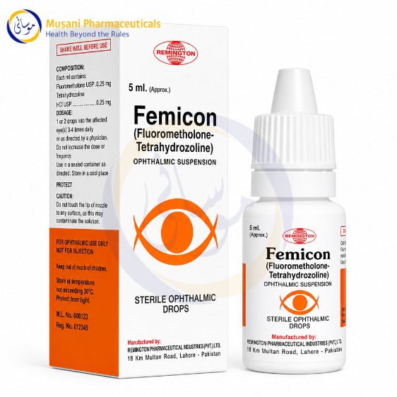 Femicon Eye Drops 5ml (Fluorometholone , Tetrahydrazoline HCl) - remington pharmaceutical ind